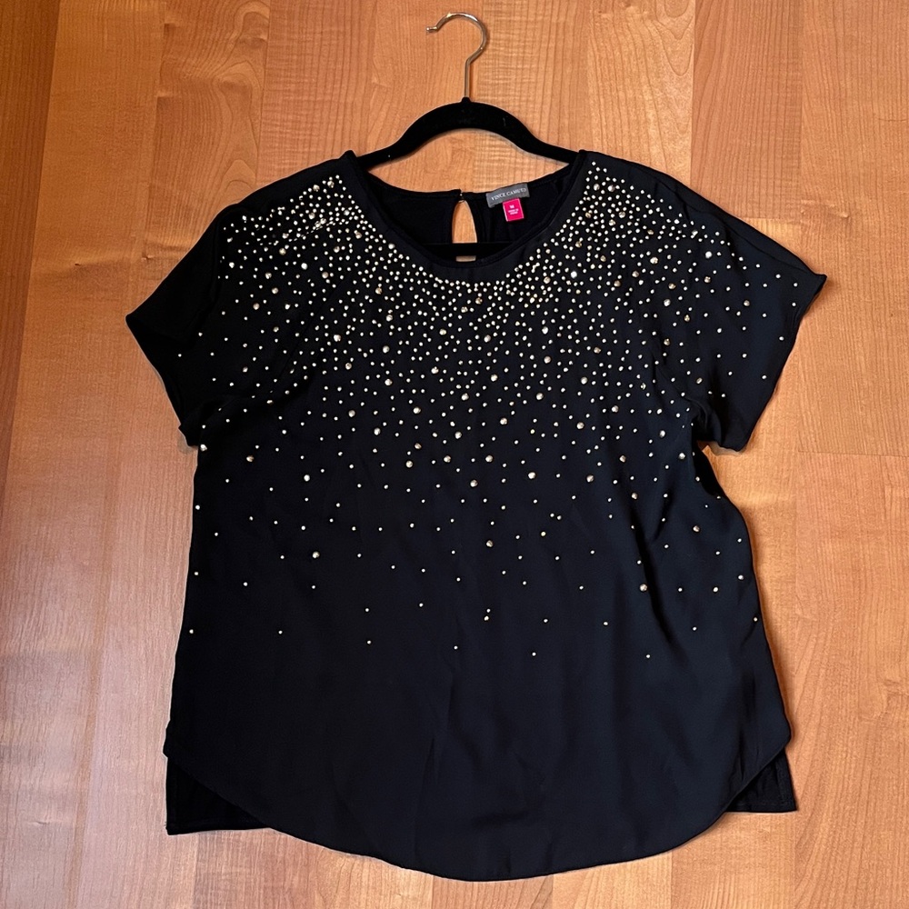 Vince Camuto Black Blouse with Silver Studs